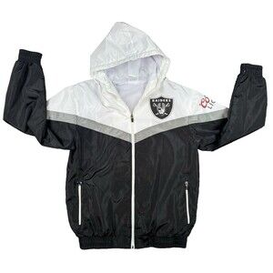 Coors Light NFL Raiders Windbreaker Jacket SZ Small Black/White/Grey